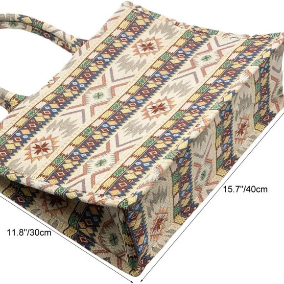 Spacious Ethnic Style Tote Bag with Retro Embroidery - Perfect Gift for Women - Picture 5 of 5